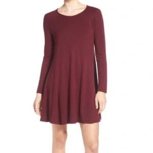 Lush Maroon Shift Long Sleeve T-Shirt Dress
